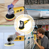 Alloyman Buffer Polisher, 1200W 7 Inch/6 Inch Car Polisher Set, 7 Variable Speed 600-3000 RPM, Car Polishers and Buffers with Detachable Handle for Alloyman