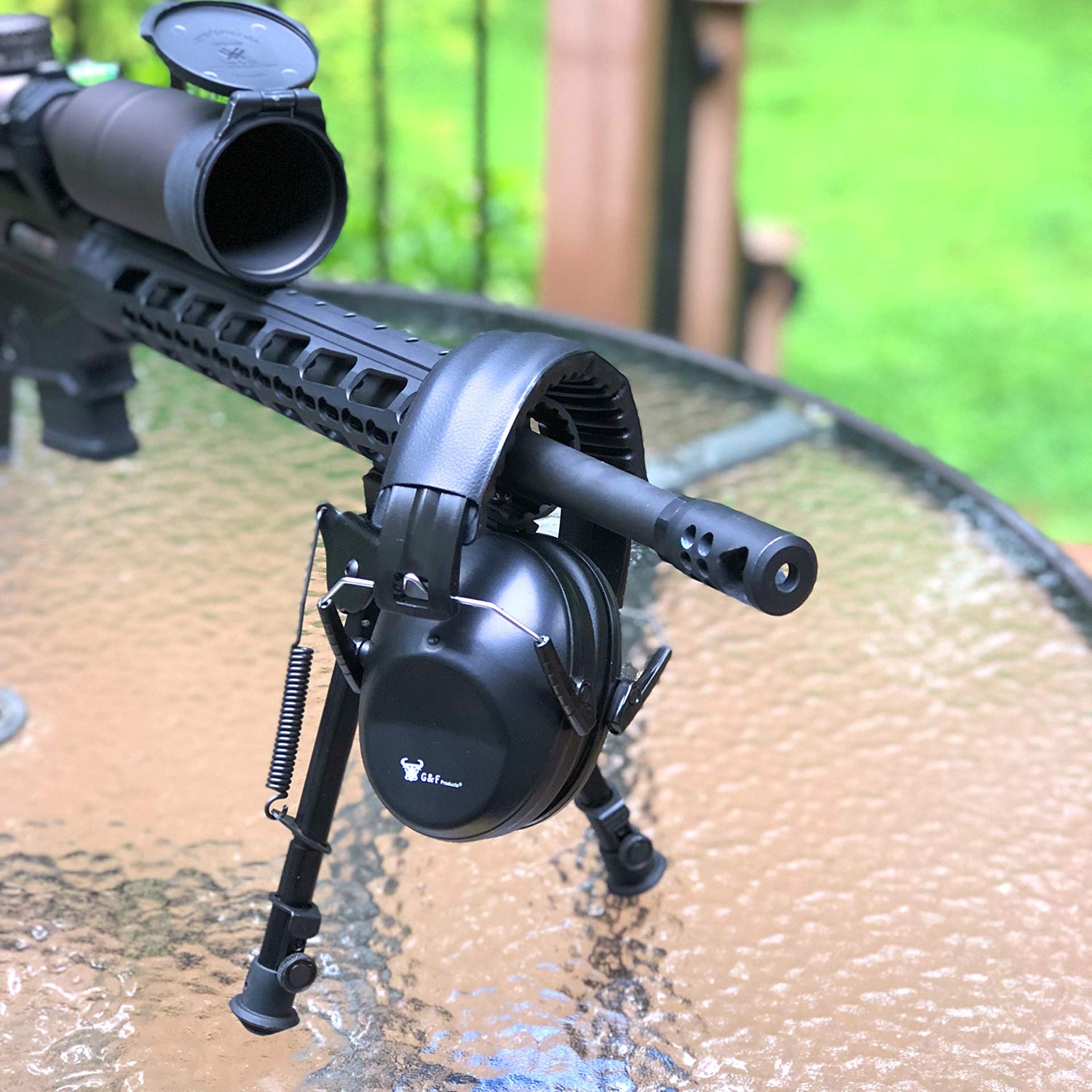 Earmuffs hearing protection with low profile passive folding design 26dB NRR and reduces up to 125dB, black G & F Products