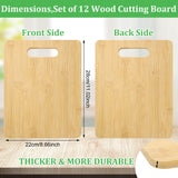 Bamboo Cutting Board Set of 12 Wood Chopping Boards with Handle Thick Cutting Board Kitchen and Dining Bulk Plain Bamboo Cutting Board for Engraving Eaasty