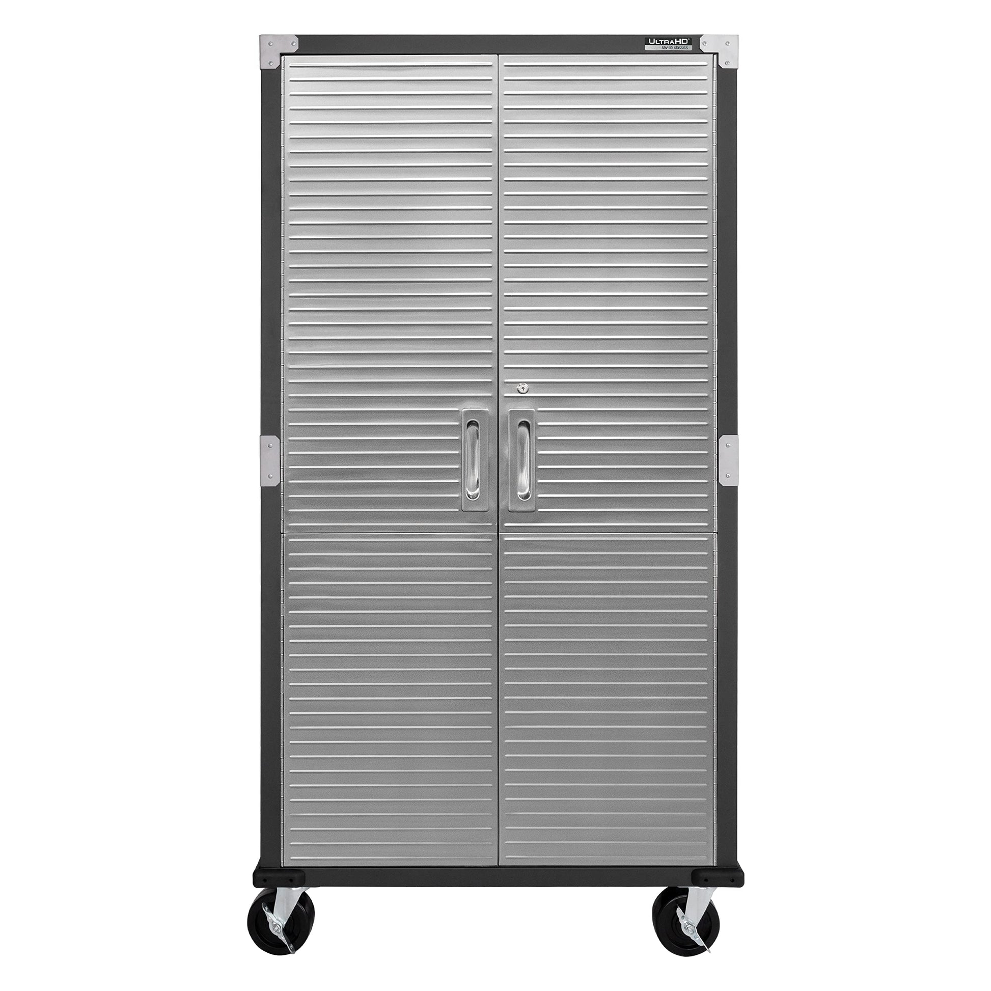 Seville Classics UltraHD Solid Steel Rolling Lockable Metal Storage Cabinet Locker Organizer w/Adjustable Shelves for Garage, Warehouse, Office, - WoodArtSupply