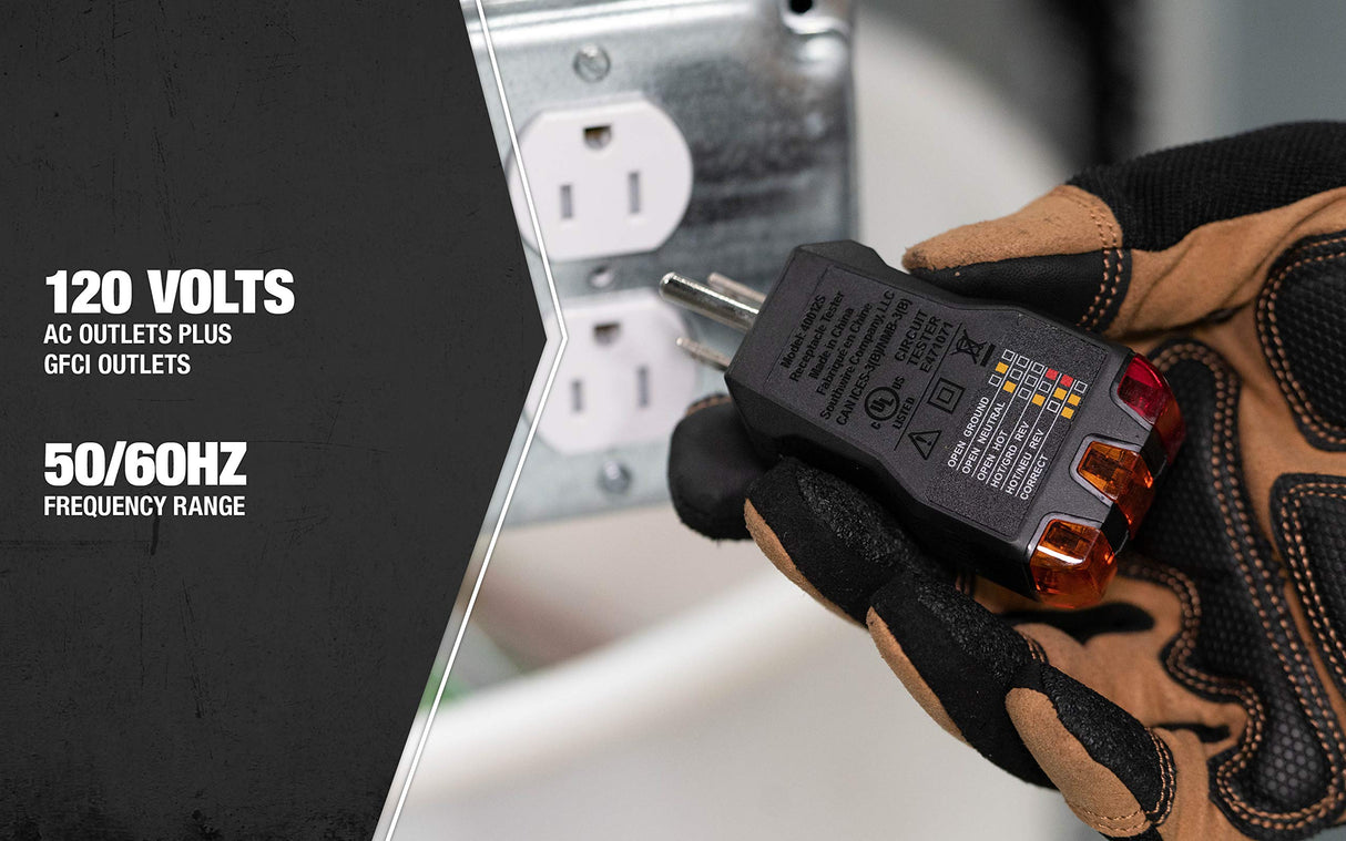 Southwire 40022S Receptacle Tester, Black Southwire