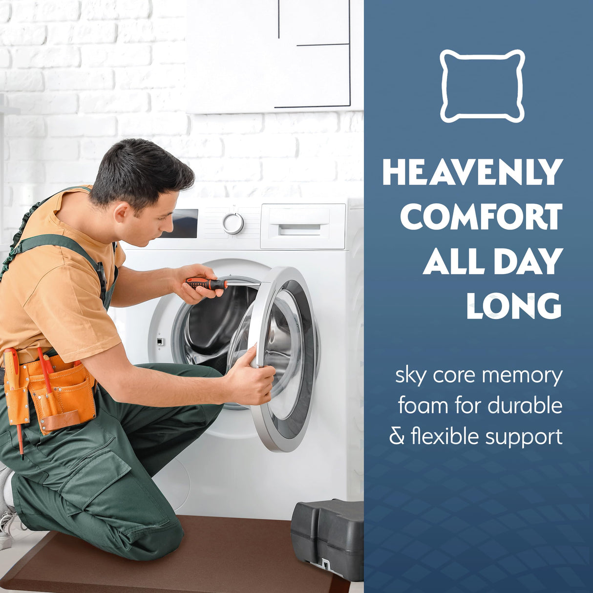 Sky Solutions Anti Fatigue Floor Mat - 3/4" Thick Cushioned Kitchen Rug, Standing Desk Mat - Comfort at Home, Office, Garage - Non Slip, Durable and Sky Solutions