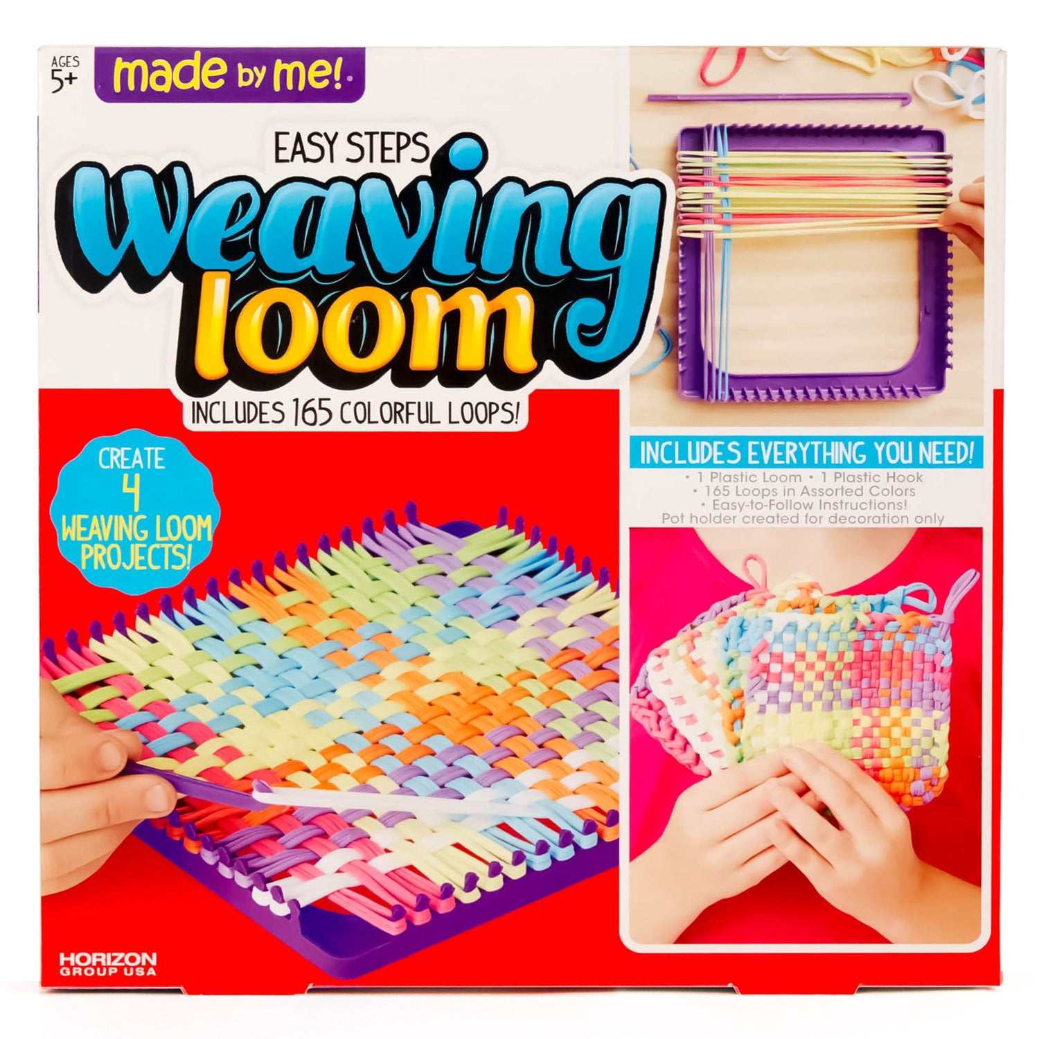 Made By Me Easy Steps Weaving Loom — Beginner Loom — DIY Potholders — Weaving Loom For Kids Ages 5 And Up Made By Me
