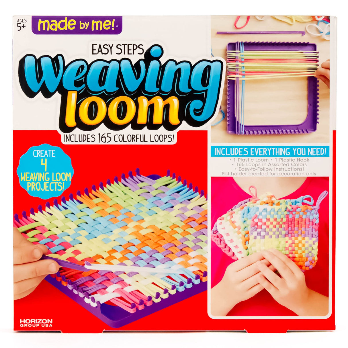 Made By Me Easy Steps Weaving Loom — Beginner Loom — DIY Potholders — Weaving Loom For Kids Ages 5 And Up Made By Me