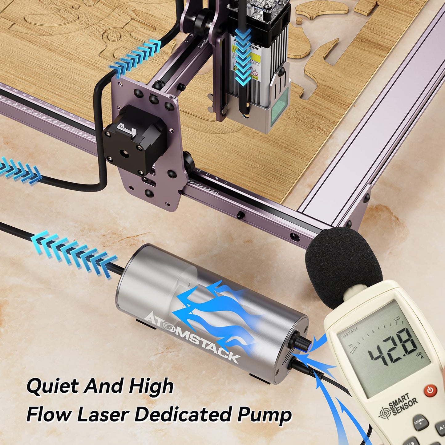 ATOMSTACK A10 Pro/X7 Pro/S10 Pro Laser Engraver and Cutter with F30 Air Assist, 10W Laser Engraving and Cutting Machine with 0.06 * 0.08mm Compressed