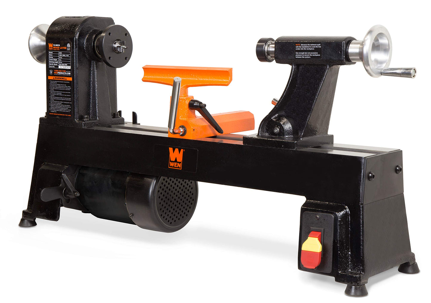 WEN LA3424 4.5-Amp 12-Inch by 18-Inch 5-Speed Benchtop Wood Lathe , Black - WoodArtSupply