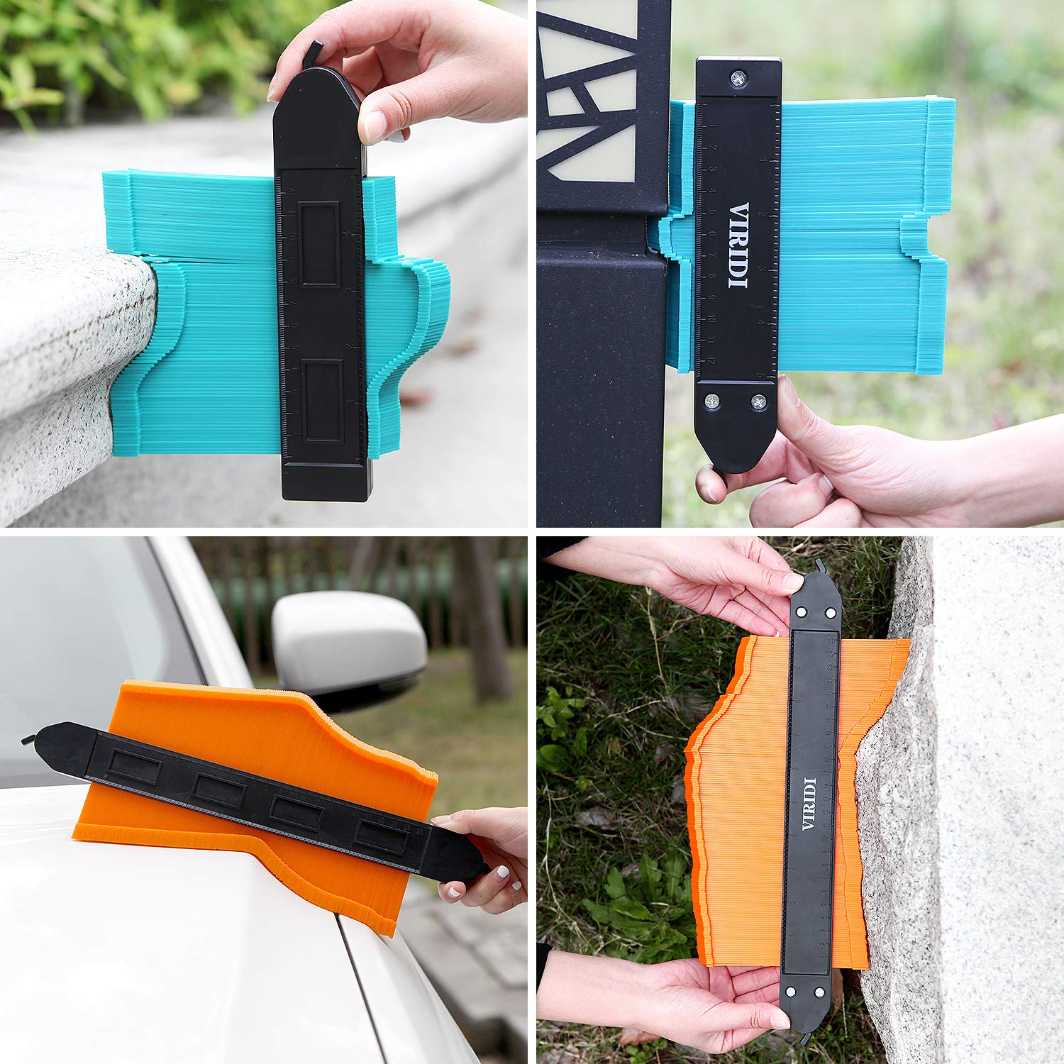 Contour Gauge with Lock, 2pcs 5&10 inch Profile Gauge Smart Measure Ruler Contour Duplicator Carpenter Tool for Vinyl Cutter Plank Install - Instant VIRIDI