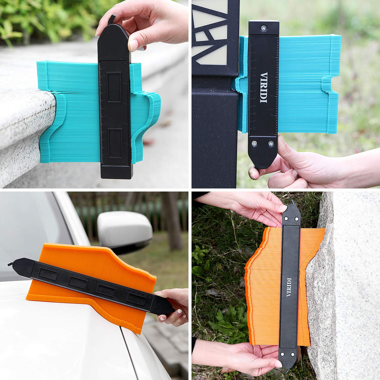 Contour Gauge with Lock, 2pcs 5&10 inch Profile Gauge Smart Measure Ruler Contour Duplicator Carpenter Tool for Vinyl Cutter Plank Install - Instant VIRIDI