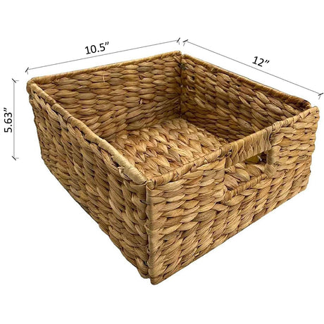 eHemco 4 Tier X-Side End Storage Cabinet with 4 Wicker Baskets, Walnut eHemco