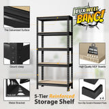 BuxWellBang 5-Shelf Heavy Duty Shelving - Adjustable Garage Storage Shelves, Metal Utility Storage Racks for Warehouse Pantry Basement Kitchen, BuxWellBang
