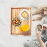 Acacia Wood Serving Tray with Handles (17 Inches) – Decorative Serving Trays Platter for Breakfast in Bed, Lunch, Dinner, Appetizers, Patio, Ottoman, ZESPROKA