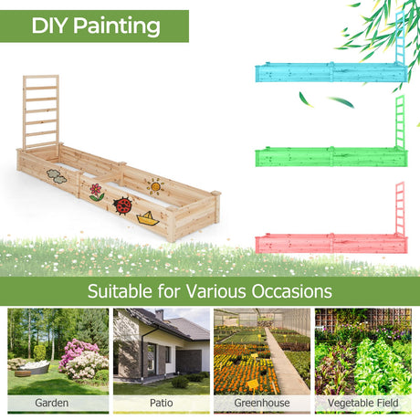 S AFSTAR Raised Garden Bed with Planter Box & Trellis, 93" L x 25" W x 40" H Outdoor Wooden Planter Box Kit for Flower Herb Vegetable Fruit Climbing S AFSTAR