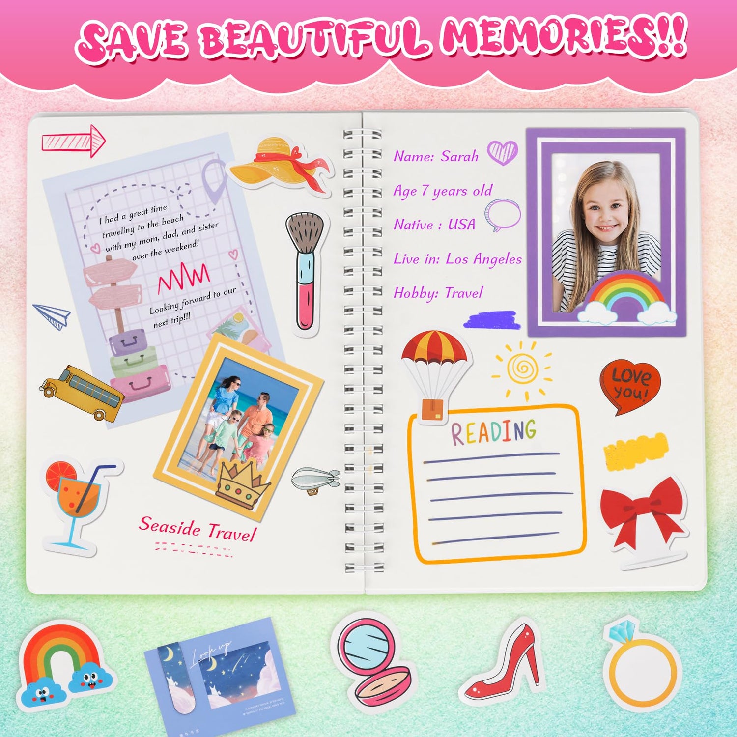 DIY Journal Kit for Girls Ages 8-12 - Girls Scrapbook Kit Gifts, DIY Journal Kit for Girls to Decorate Scrapbook, Journals for Writing, Scrapbook Kit Nexority