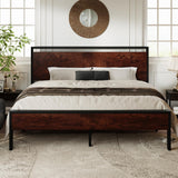 Allewie King Size Heavy Duty Platform Bed Frame with Rustic Wooden Headboard and Footboard Allewie