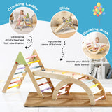 AmazingJoy Pikler Triangle Set Climber 3 Piece Climbing Gym 5 in 1,Climbing Toys for Toddlers 1-3 Inside Wooden Montessori Climbing Set,Baby Climbing AmazingJoy