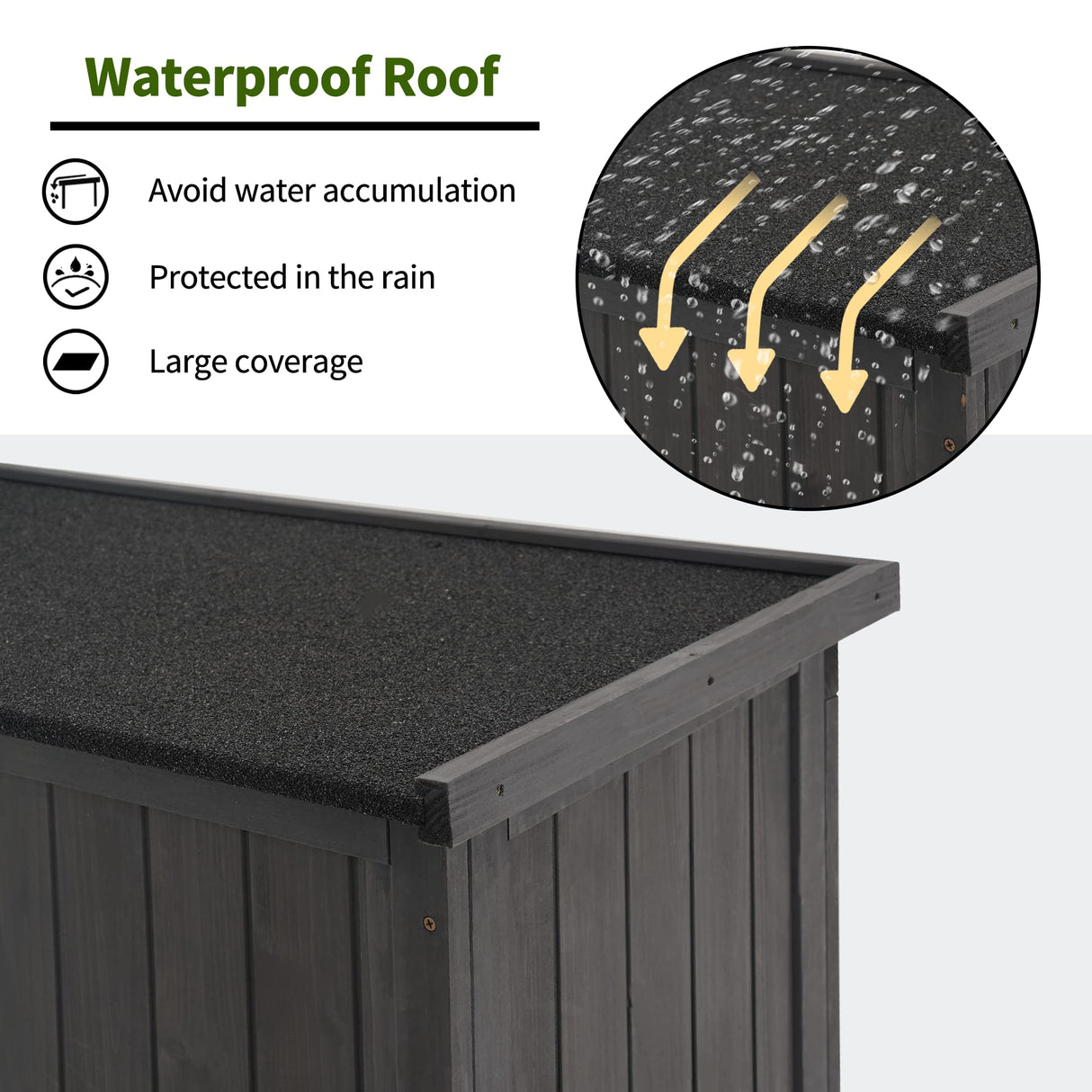 MCombo Outdoor Storage Cabinet, Garden Storage Shed, Outside Vertical Shed with Lockers, Outdoor 63 Inches Wood Tall Shed for Yard and Patio 0870 MCombo