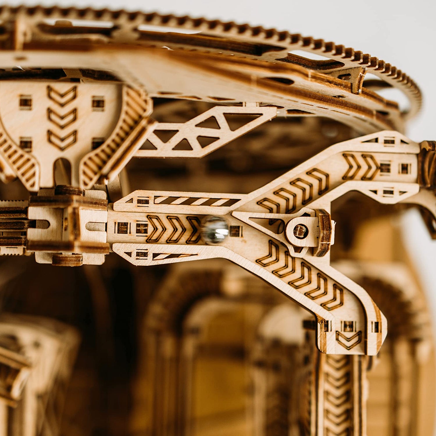 Wood Trick Wooden Marble Run 3D Wooden Puzzles for Adults and Kids to Build - 15x14 in - Electric Driven - Roller Coaster Wooden Model Kits for Wood Trick