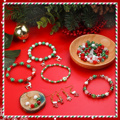 885PCS Christmas Beads,Christmas Bracelet Making Kit for Girls,Christmas Bracelet Beads Kit with Xmas Ornament for Jewelry Making DIY,Christmas