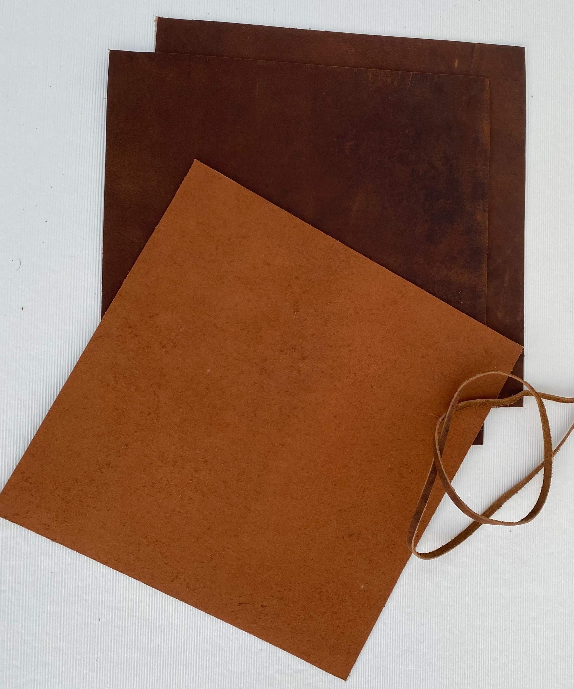 Leather Sheets for Crafts – Includes 3 Sheets (12x12")+ Leather Cord (36") - Full Grain Buffalo Leather Squares - Great for Jewelry, Leather Wallets, - WoodArtSupply