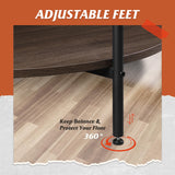 WLIVE Round Coffee Table, Living Room Table with 2-Tier Storage Shelf,32in Wood Modern Coffee Table with Metal Frame and Wood Desktop,Easy WLIVE