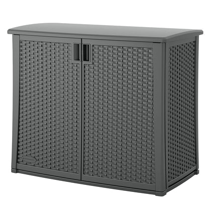 Suncast Outdoor Storage Cabinet with Pad-Lockable Doors, Freestanding Outdoor Patio Storage Unit, 42" W x 23" D x 35.5" H, Cool Gray - WoodArtSupply