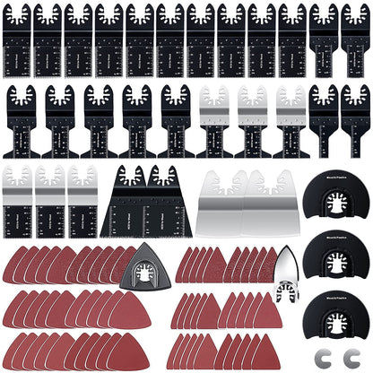 96 Pack Oscillating Saw Blades, CONNOO Oscillating Tool Blades Accessories with Sandpaper, Multitool Bi-Metal Blades for Wood Metal Plastics Quick - WoodArtSupply