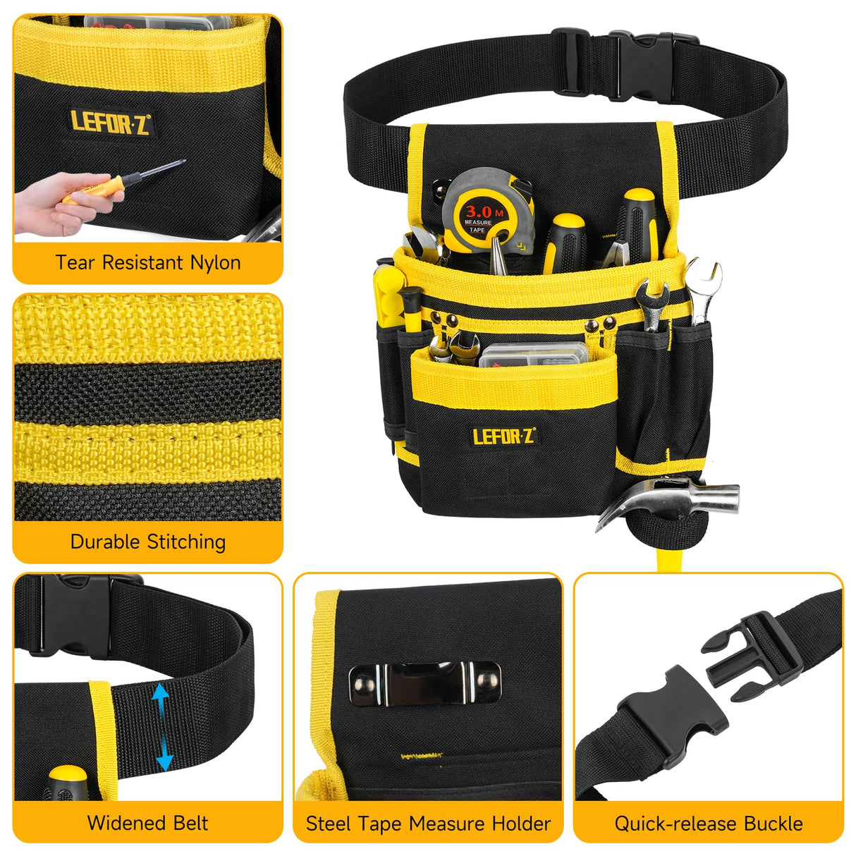 Tool Belt,Magnetic Tool Pouch,13-Pockets Tool Belts for Men,Detachable & Adjustable Tool Pouch belt for Electrician,Carpenter,Construction,Work LEFOR·Z