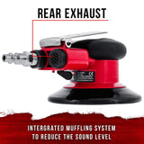 TCP Global Professional Heavy Duty 6" Dual-Action Random Orbit Air Palm Sander with Both PSA and Hook & Loop Backing Pads - Orbital Pneumatic Sanding TCP Global