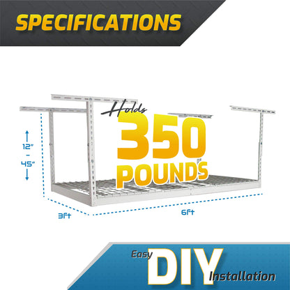 MonsterRax Overhead Garage Storage Rack - Heavy Duty Racks for Garage with 400 lb Capacity, Easy Garage Shelving, Adjustable Storage Rack, Ceiling - WoodArtSupply