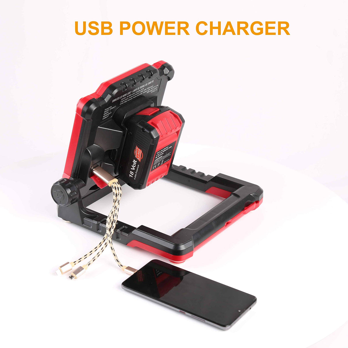 DAYATECH Rechargeable Cordless LED Work Light, 3500 LM, 25 W Compatible with DEWALT, MILWAUKEE, MAKITA, BOSCH, Black&Decker, Porter Cable, STANLEY DAYATECH