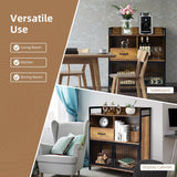 LOKO Buffet Cabinet with Storage, Rustic Kitchen Sideboard Storage Cabinet with Drawer, Credenza Storage Cabinet with Metal Mesh Doors, 31.5 x 14 x LOKO