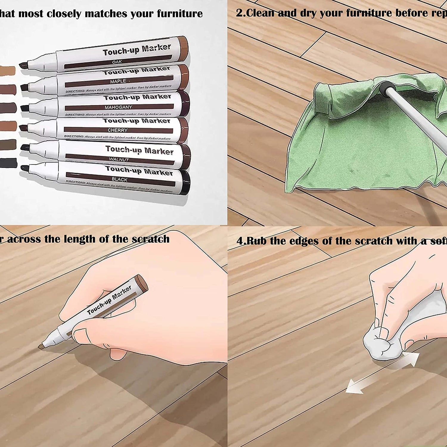 Furniture Markers Touch Up, Lifreer 21 Pcs Wood Filler Floor Scratch Repair Kits, Wood Markers and Wax Sticks with Sharpener Kit for Funiture Lifreer