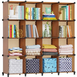 HOMIDEC 16-Cube Brown Storage Organizer – Versatile Closet and Bookshelf Solution HOMIDEC