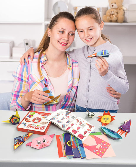 Gamenote Colorful Origami Kit for Kids 54 Projects 120 Double Sided Origami Paper 12 Sheets Practice Papers Instructional Origami Book Origami Gift GAMENOTE
