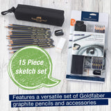 Faber-Castell Creative Studio Art On-The-Go Graphite Sketch Set – 15 Sketching Pencils and Accessories Faber-Castell