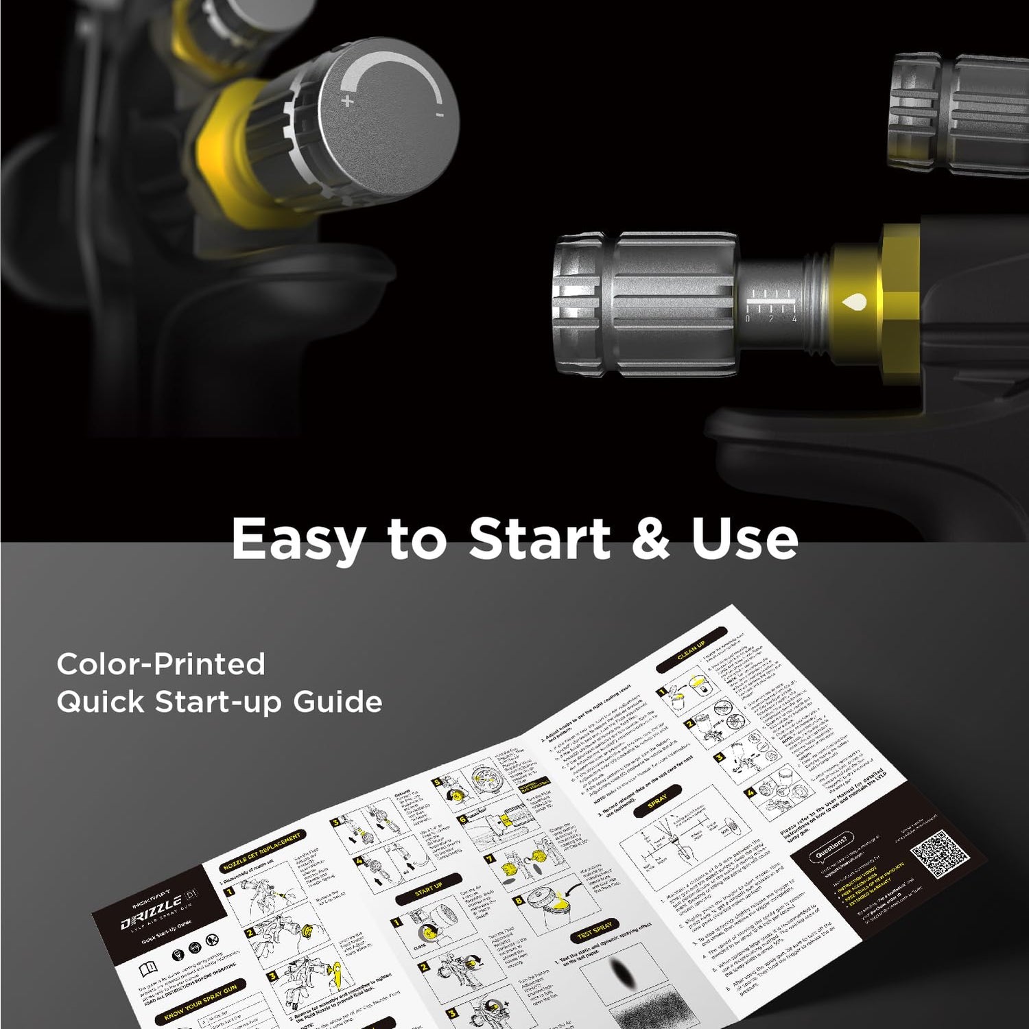 InoKraft D1 LVLP Air Spray Gun Premium Kit, Easy to Use, Paint Gun for Cars & House DIY Painting, 1.3/1.5/1.7mm Nozzles, with Paint Sprayer InoKraft