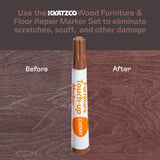 Katzco Furniture Repair Kit Wood Markers - Set of 34 - Markers and Wax Sticks with Sharpener - for Stains, Scratches, Floors, Tables, Desks, Katzco