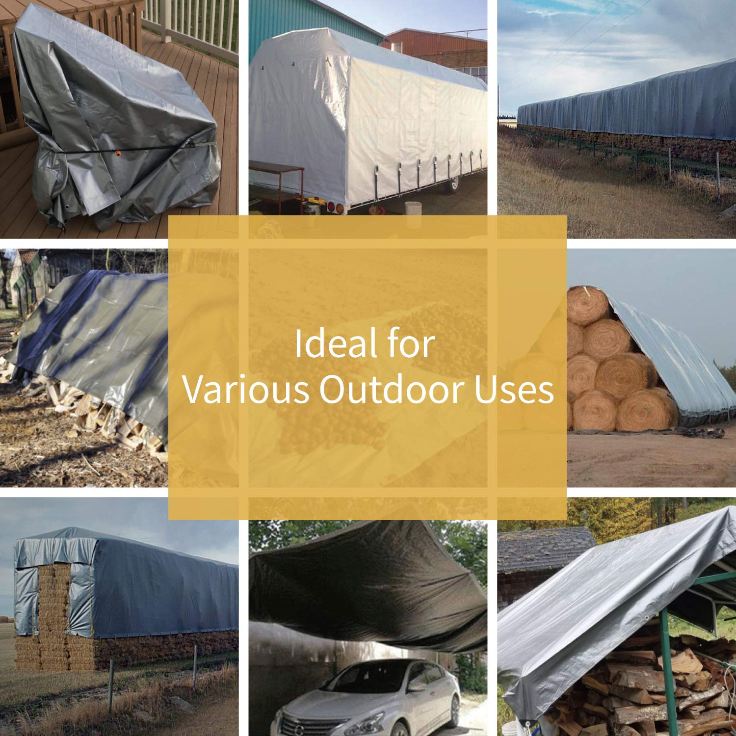 GUARD SHIELD Heavy Duty Tarp 12x20 Feet Silver/Black Multi Purpose Thick Waterproof Poly Tarp Cover 10mil GUARD SHIELD