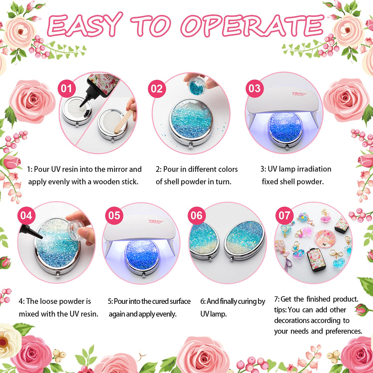 YIEHO UV Resin-200g Upgraded Crystal Clear Hard UV Curing Epoxy Resin Starter Supplies for Craft Jewelry Making YIEHO