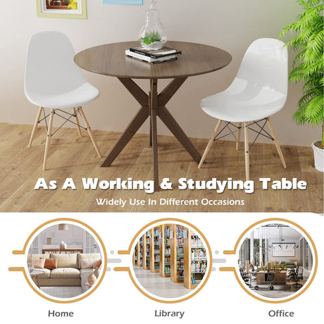 Giantex 36" Round Wood Dining Table, Farmhouse Kitchen Table w/Intersecting Pedestal Base & Solid Wood Legs, Vintage Coffee Table for Small Spaces, Giantex