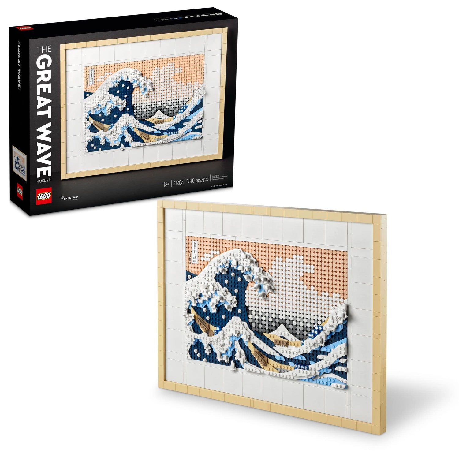 LEGO Art Hokusai – The Great Wave 31208, 3D Japanese Wall Art Craft Kit, Framed Ocean Canvas, Creative Activity Hobbies for Adults, DIY Home, Office LEGO