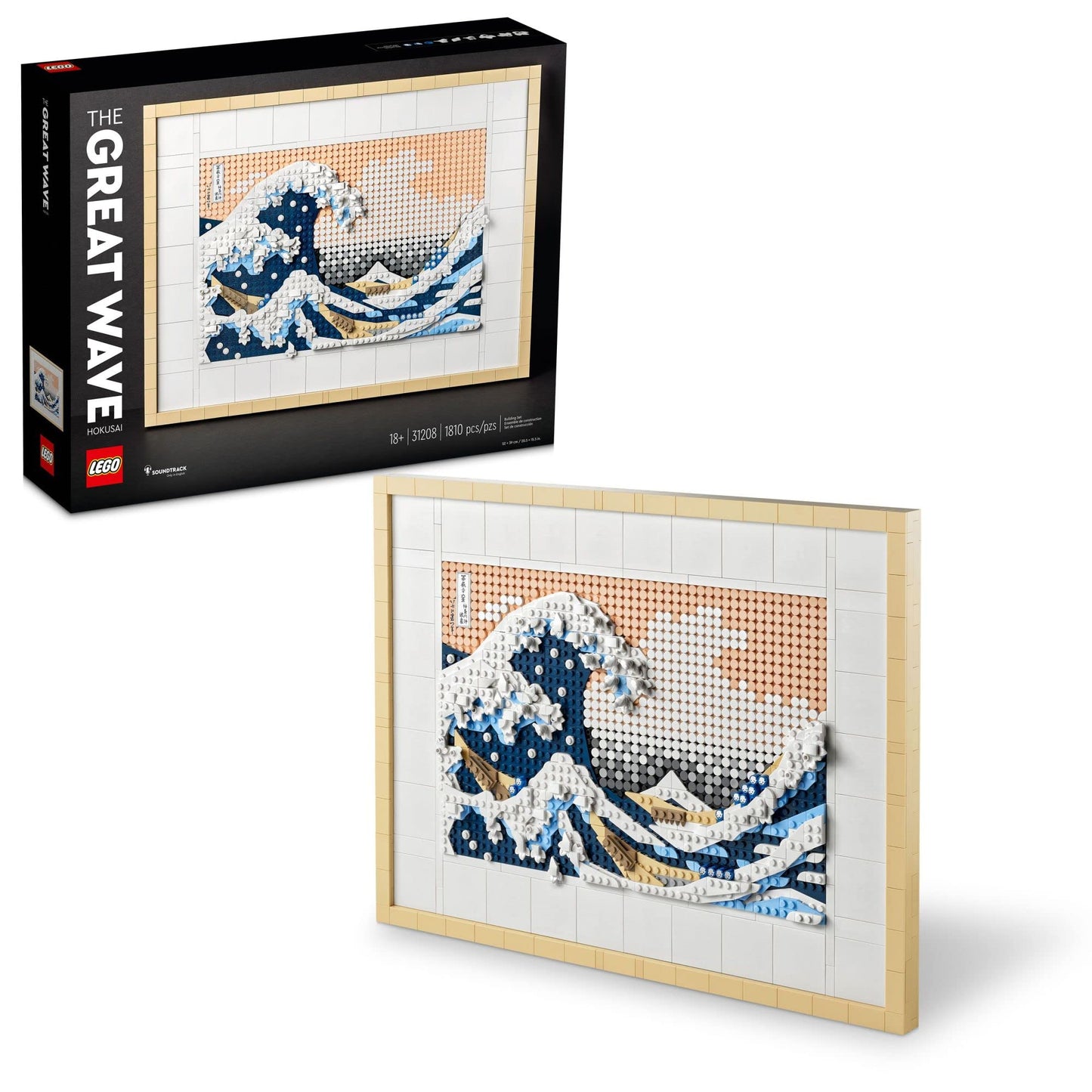 LEGO Art Hokusai – The Great Wave 31208, 3D Japanese Wall Art Craft Kit, Framed Ocean Canvas, Creative Activity Hobbies for Adults, DIY Home, Office