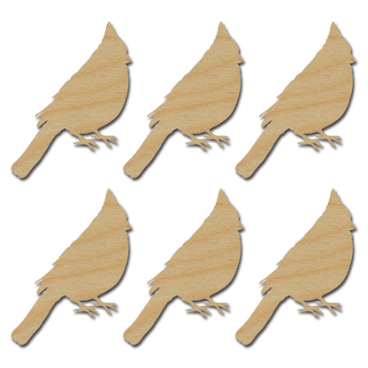 Cardinal Bird Shape Unfinished Wood Craft Cutouts 3" 6 Pieces