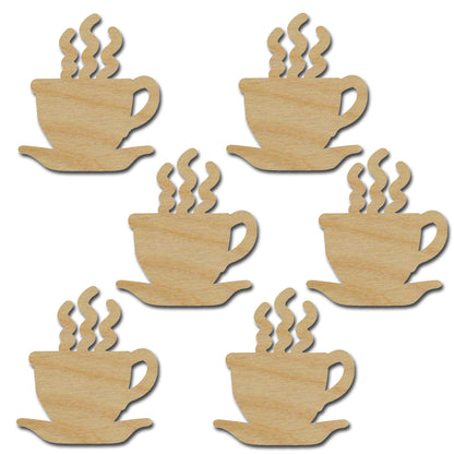 Coffee Cup Shape Unfinished Wood Cut Outs 3" Inch 6 Pieces CC03-06