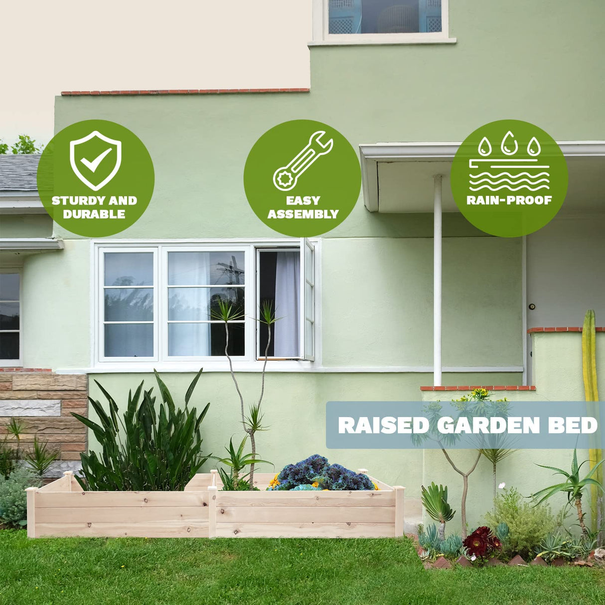 Incbruce 96x25x10 in Wooden Raised Garden Bed Planter, No-Bolt Assembly Elevated Flower Bed Boxes Kit for Vegetable Flower Herb Gardening, Natural Incbruce