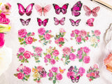 Knaid 300 Pieces Assorted Butterfly and Flower Stickers, Transparent Butterflies Floral Resin Decals Aesthetic Journaling Scrapbook Stickers for Card Knaid