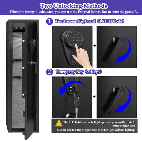 KAER 3-5 Gun Safes for Home Rifle and Pistols, Quick Access Safes for Shotguns, cabinets with Adjustable Rack, Pockets and Removable Shelf KAER