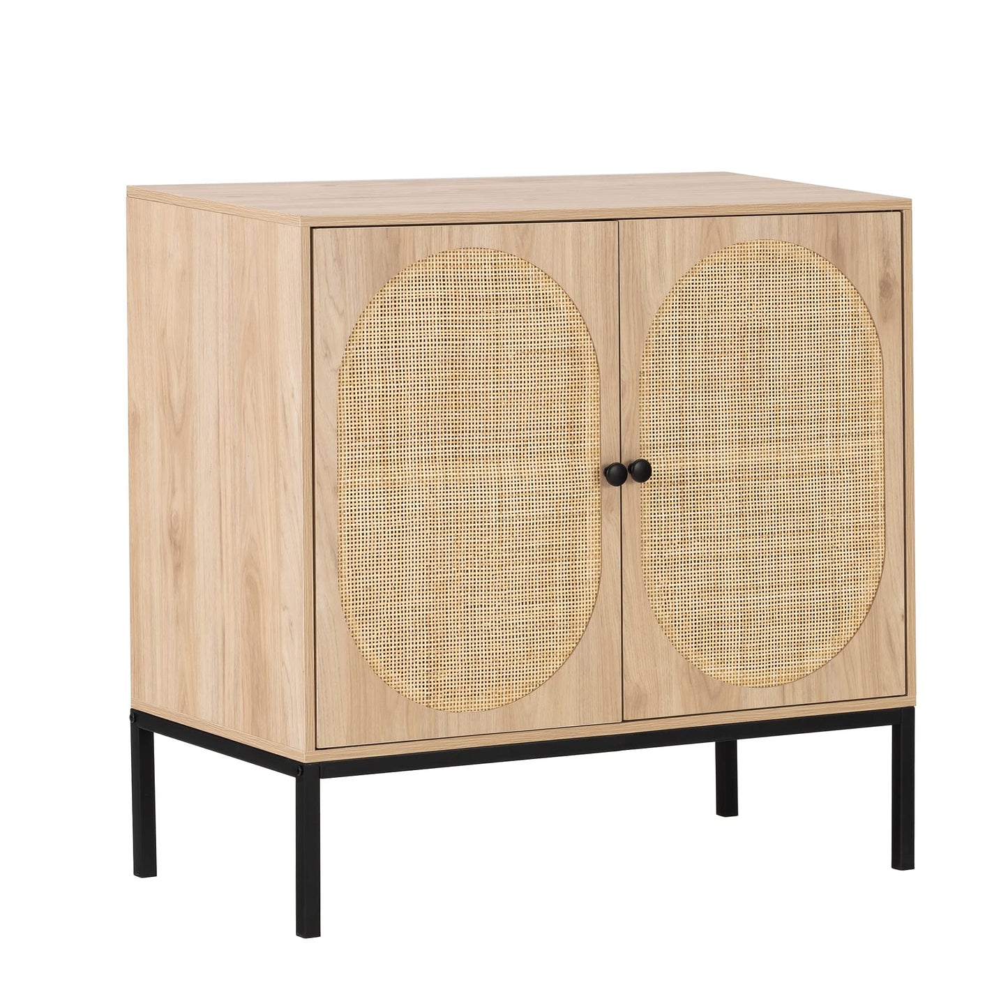 Yechen Set of 2 Sideboard Storage Cabinet with Handmade Natural Rattan Doors, Buffet Cabinet with Storage, for Living Room, Dining Room, Entryway,