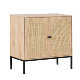 Yechen Set of 2 Sideboard Storage Cabinet with Handmade Natural Rattan Doors, Buffet Cabinet with Storage, for Living Room, Dining Room, Entryway, Yechen