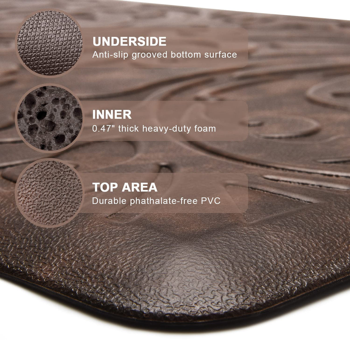 KMAT Kitchen Mat Cushioned Anti-Fatigue Waterproof Non-Slip Standing Mat Ergonomic Comfort Rug for Home,Office,Sink,Laundry,Desk 17.3" (W) x KMAT